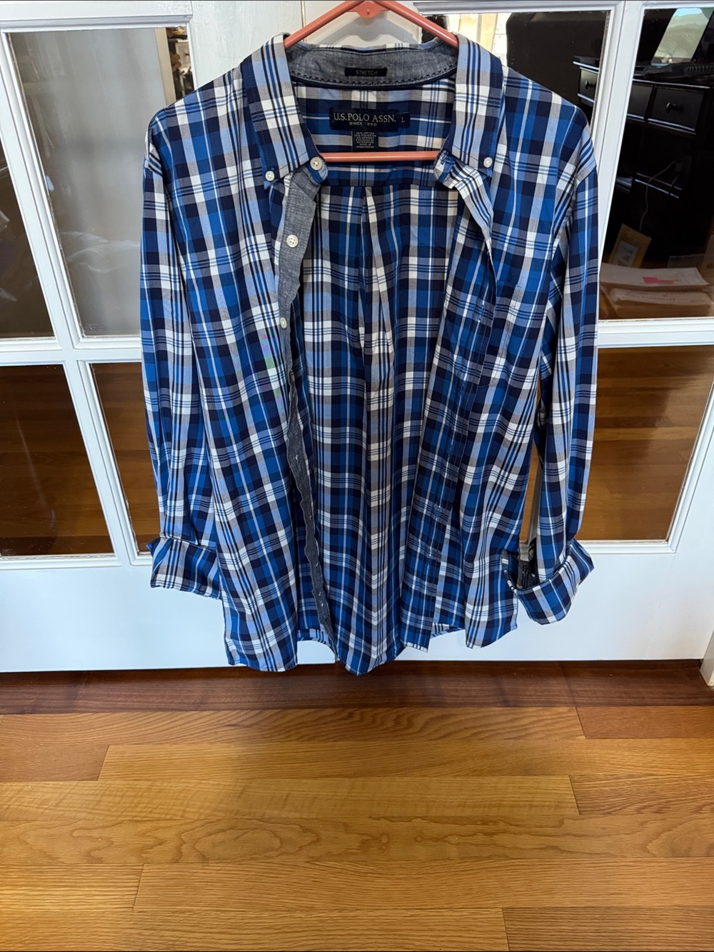 U.S. Polo Assn. Blue and White Plaid Button-Down Shirt
